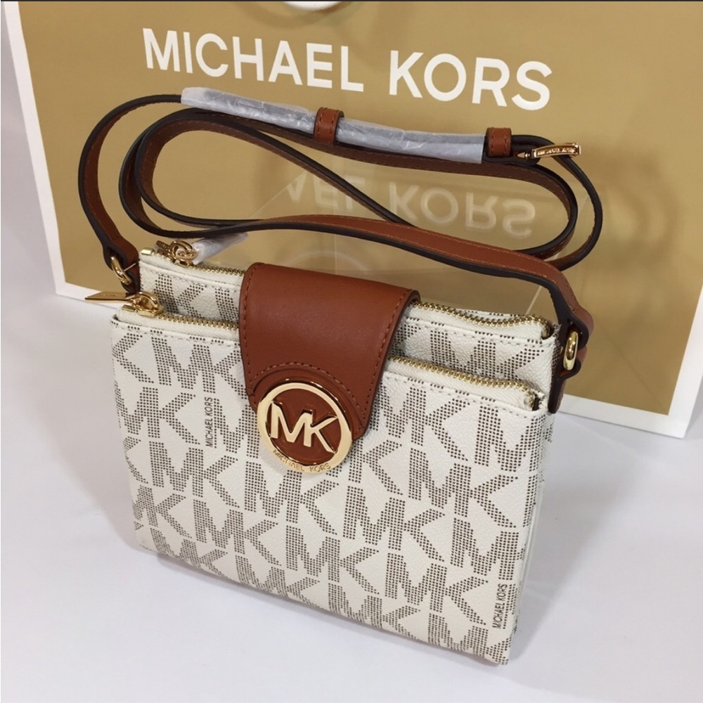 MICHAEL Michael Kors Tan and Cream Crossbody Bag